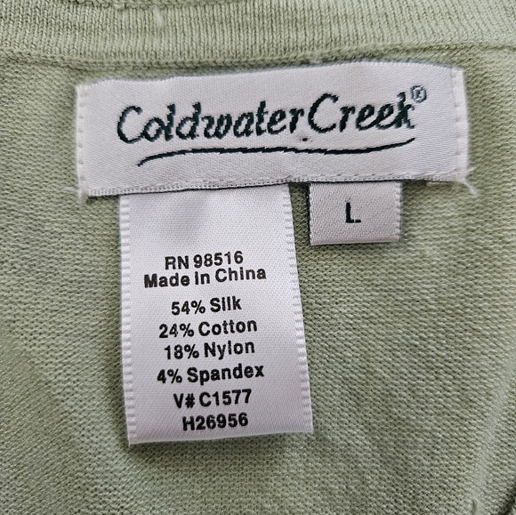 Coldwater Creek Silk Blend Green Jersey - EUC - Size L - Picture 2 of 7